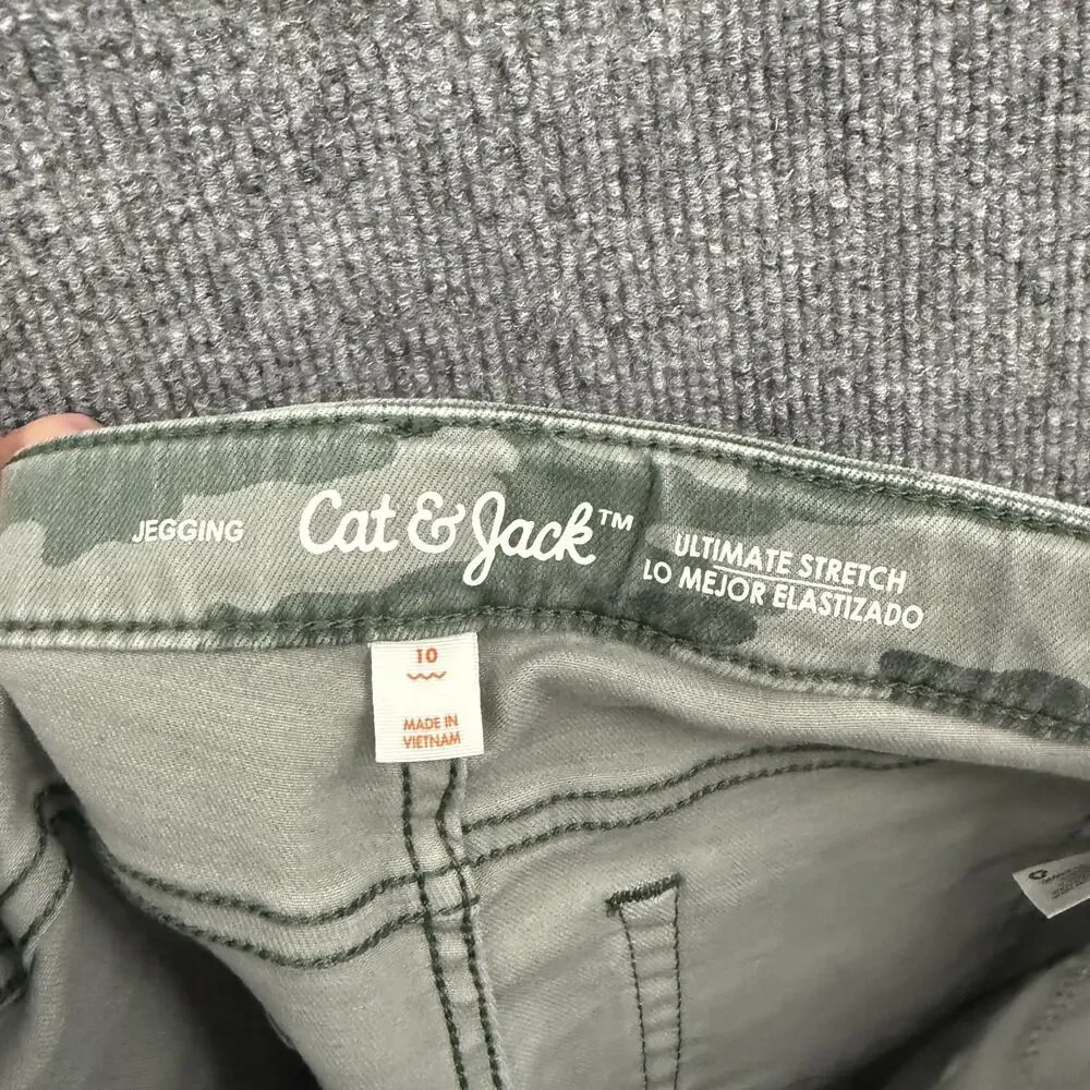 Cat & Jack Girls Camouflage Camo Jeggings Size 10 Stretch Adjustable Waist